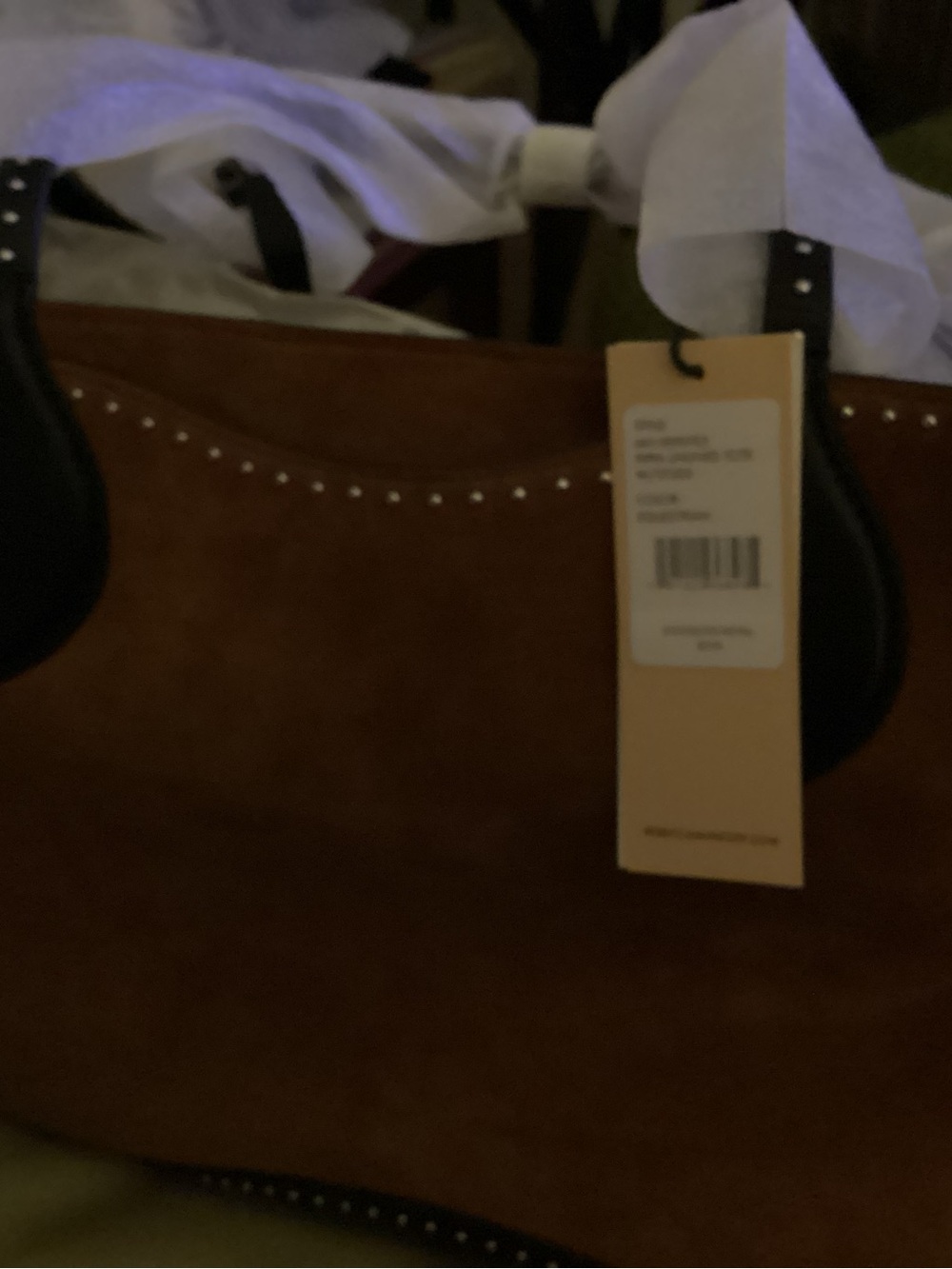 Rebecca Minkoff Brown Suede Shoulder Tote with Black Handles